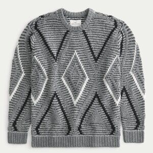 Hollister Men's Relaxed Texture Stitch Crew Neck Sweater - Grey - Size L